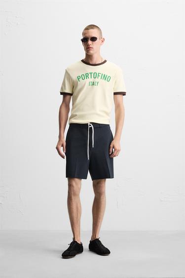 REGULAR FIT BERMUDA SHORTS WITH DRAWSTRING - Navy blue by Zara