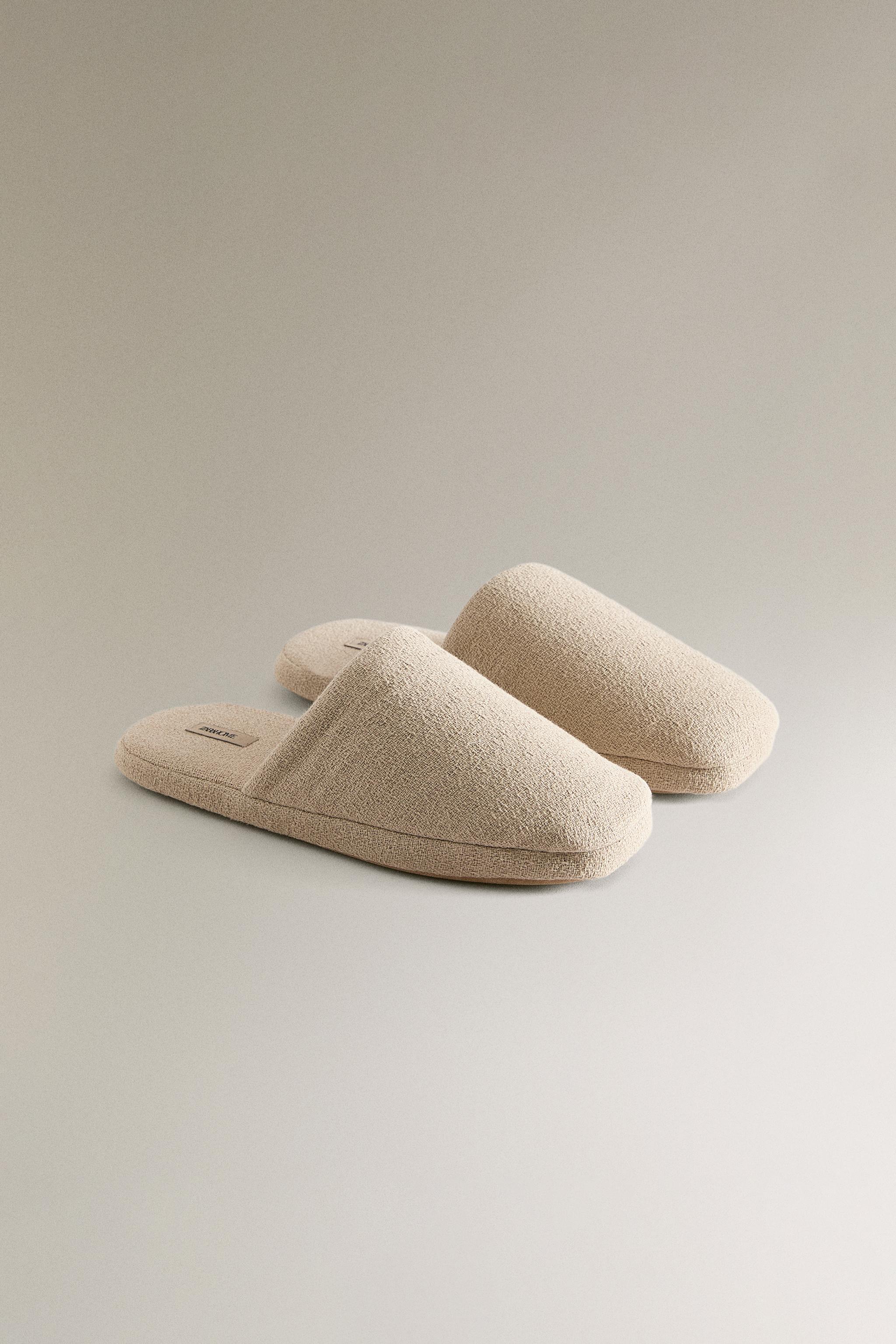 LINEN FLATFORM SLIPPERS