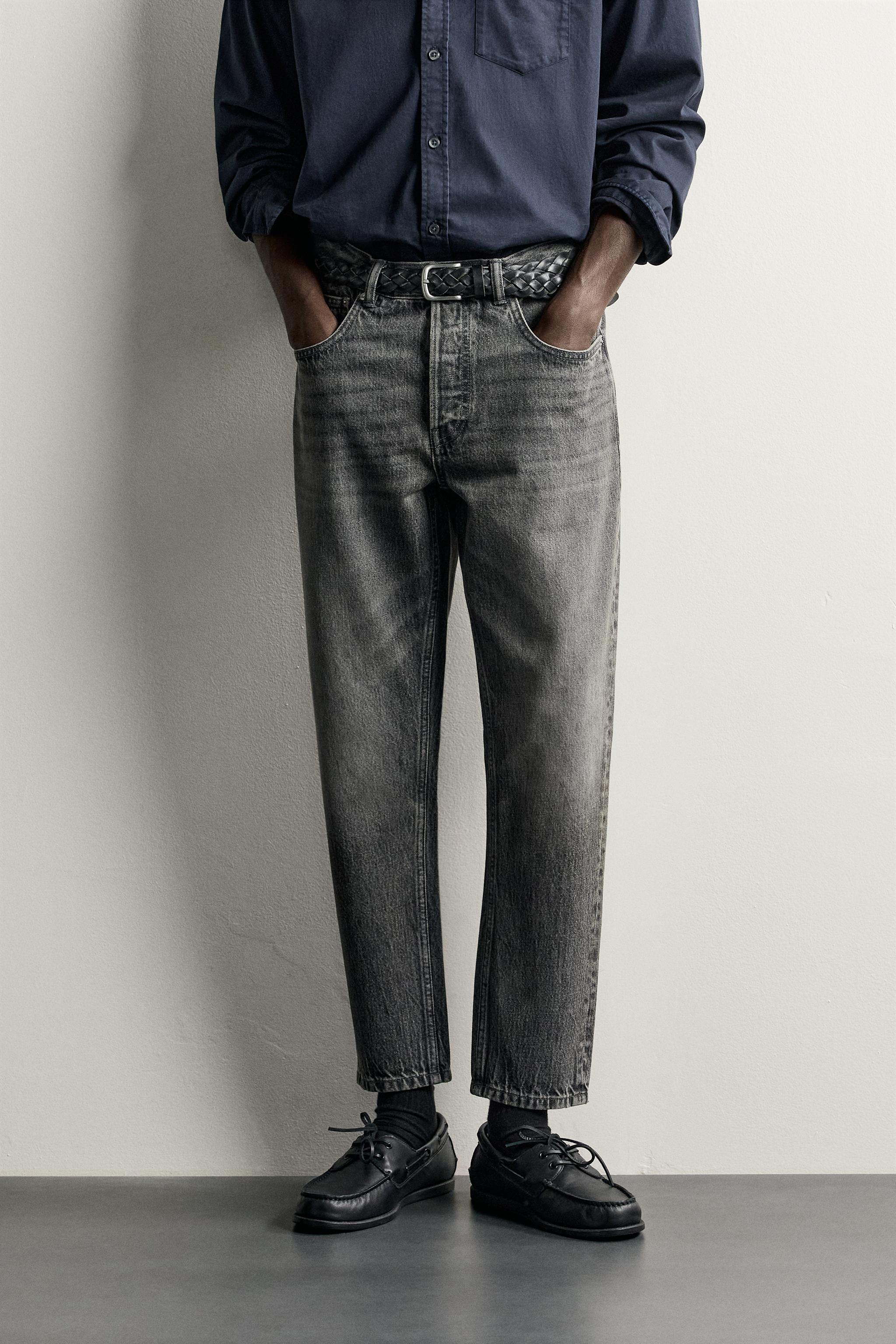 SLIM CROPPED FIT JEANS — Grey