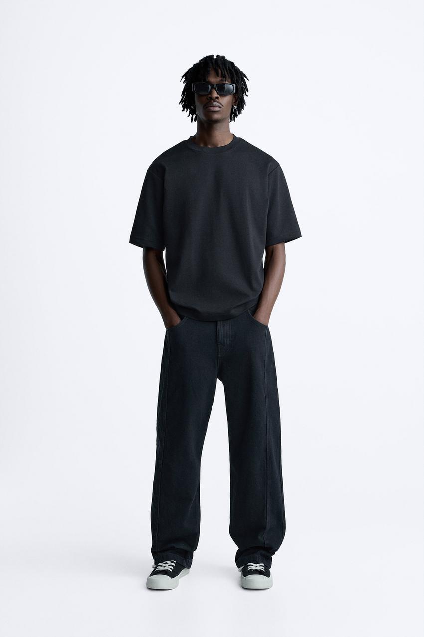 SEAM DETAIL RELAXED FIT JEANS - Black