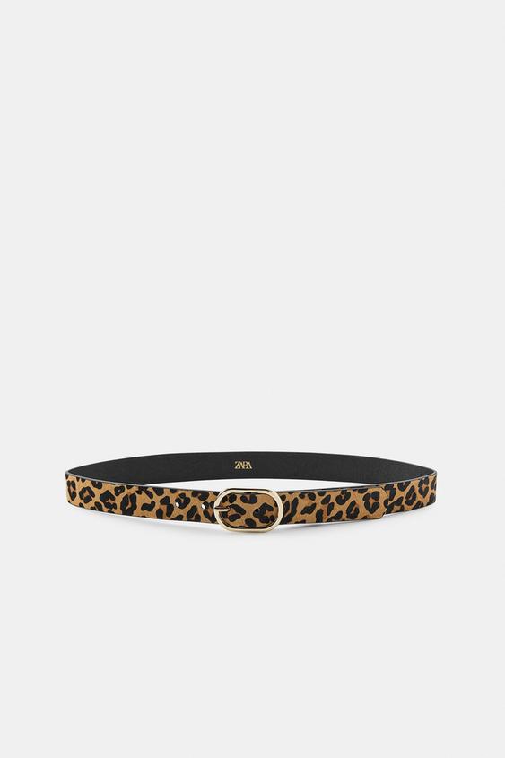 ZARA ANIMAL PRINT LEATHER BELT Zara Studded Animal Print Leather Corset Belt Leopard W30  main image 3