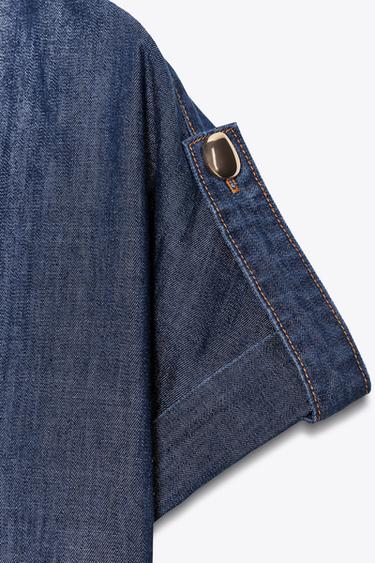 Zara Z1975 SHORT SLEEVE DENIM SHIRT - Blue