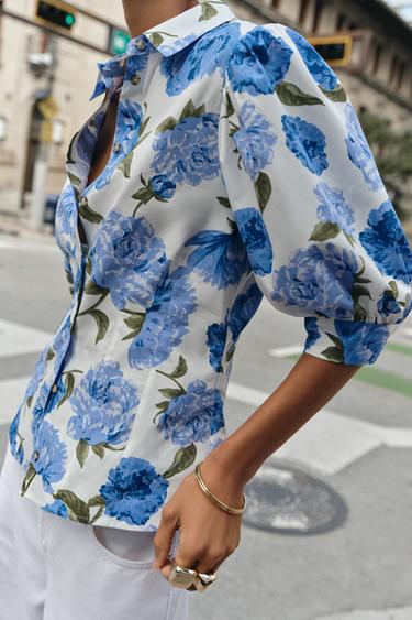 CHEMISE EN POPELINE À IMPRIMÉ FLORAL - Multicolore de Zara - Image 1