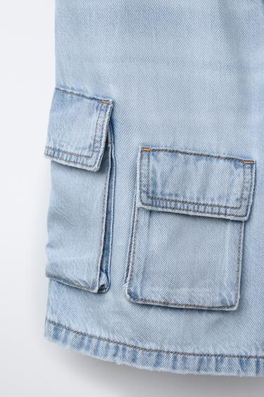 BERMUDA EN DENIM CARGO FLUIDE - Bleu de Zara - Image 2