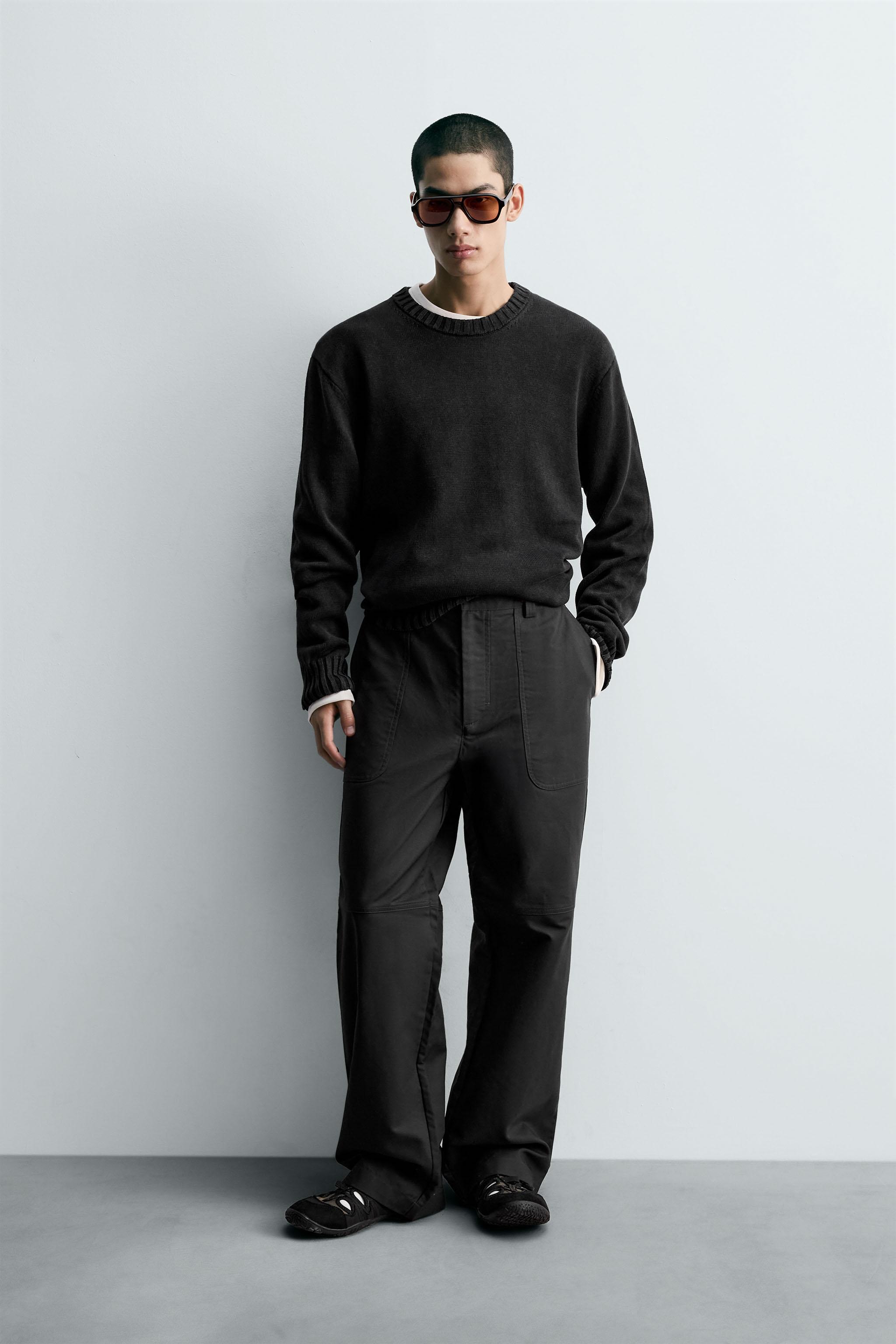 ウォッシュドコットンセーター - ブラック | ZARA Japan / 日本