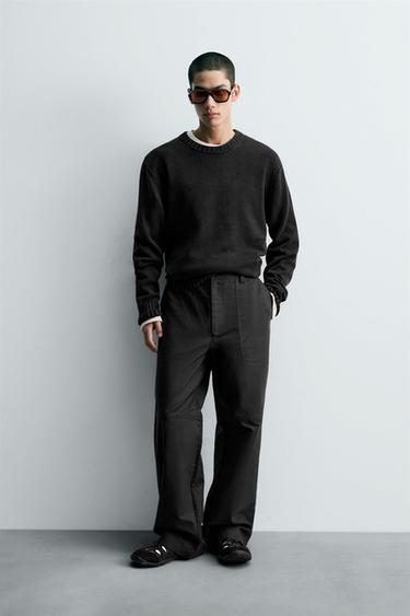 WASHED COTTON SWEATER - Black by Zara - Image 0