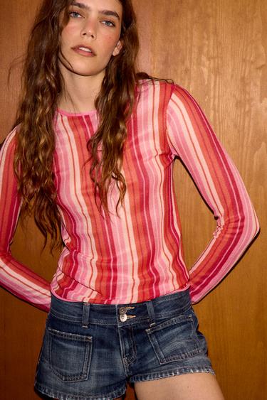 JERSEY PUNTO FINO RAYAS - Rojo / Blanco de Zara