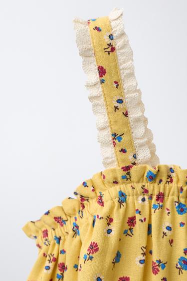 FLORAL PRINT LINEN BLEND TOP - Yellow by Zara - Image 2