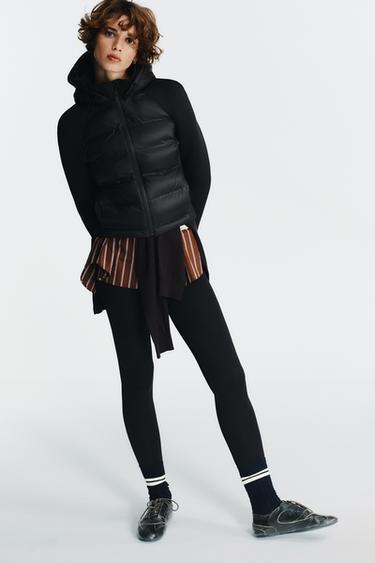CHAQUETA ACOLCHADA COMBINADA CAPUCHA DESMONTABLE - Negro de Zara