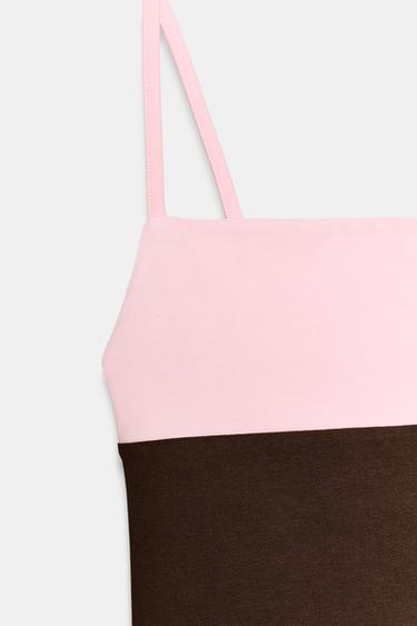 TOP À BRETELLES BIMATIÈRE - Rose de Zara - Image 7