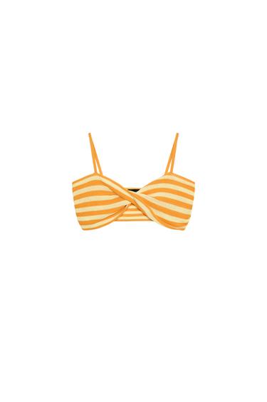ЖОЛАҚТЫ ТОҚЫМА ТОП - Қызғылт сары / Сары Zara компаниясынан
