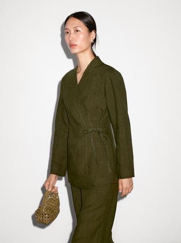 Kimono 100% lino - Verde de Zara