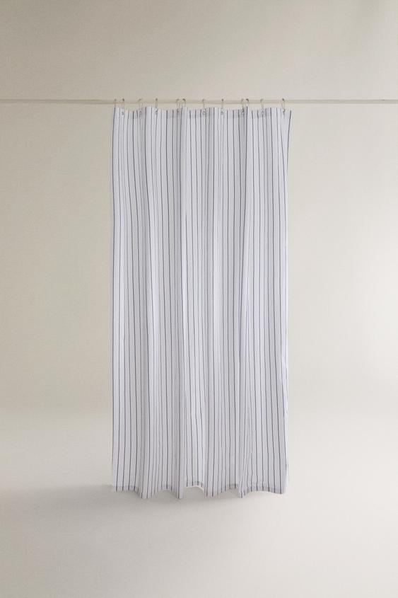 GESTREEPT KATOENEN DOUCHEGORDIJN Blauw / Wit ZARA Nederland / Netherlands