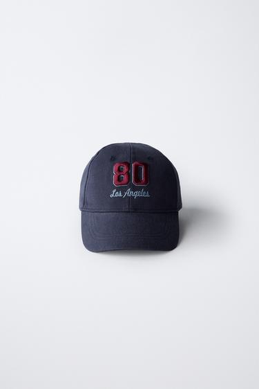 Zara EMBROIDERED VARSITY CAP - Blue