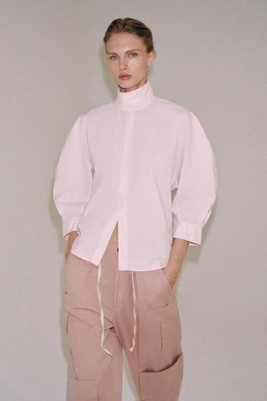 ÁO SƠ MI TAY BỒNG ZW COLLECTION - Màu hồng nhạt từ Zara