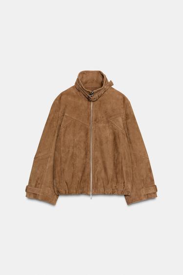 CAZADORA PIEL ANTE ZW COLLECTION LIMITED EDITION - Marrón claro de Zara