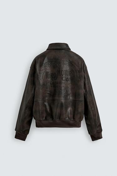 BLOUSON BOMBER EN MATIÈRE SYNTHÉTIQUE GRAVÉ FORD © - Marron de Zara - Image 8