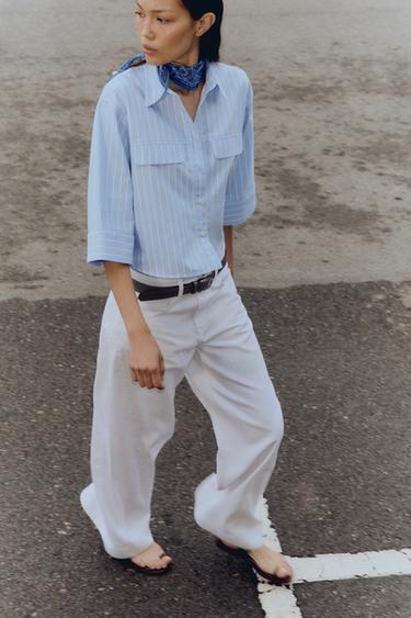 SHORT OXFORD SHIRT - Cornflower blue by Zara