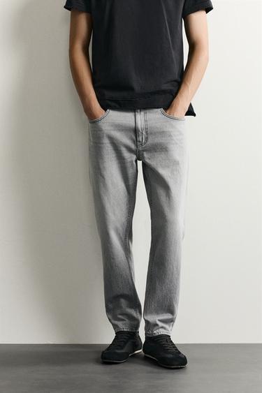 JEANS SLIM CROPPED FIT - Gris de Zara
