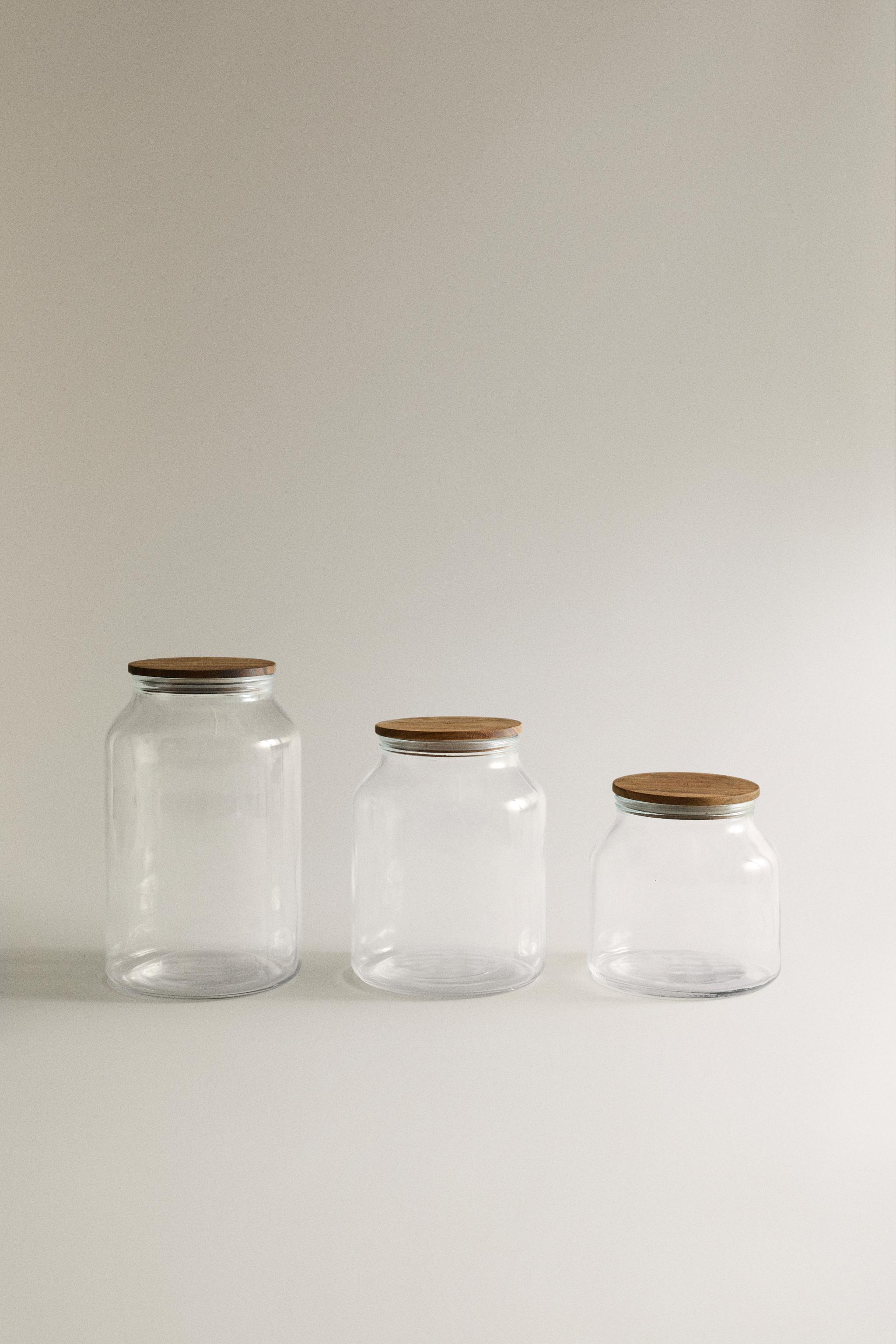スペイン製 ガラスボトル 特大 ZARA GLASS AND ACACIA STORAGE JAR - Transparent | ZARA United States