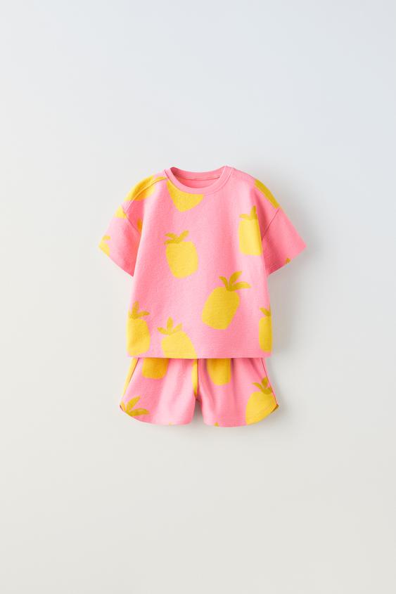 TSHIRT AND BERMUDA SHORTS COORD Pink ZARA New Zealand