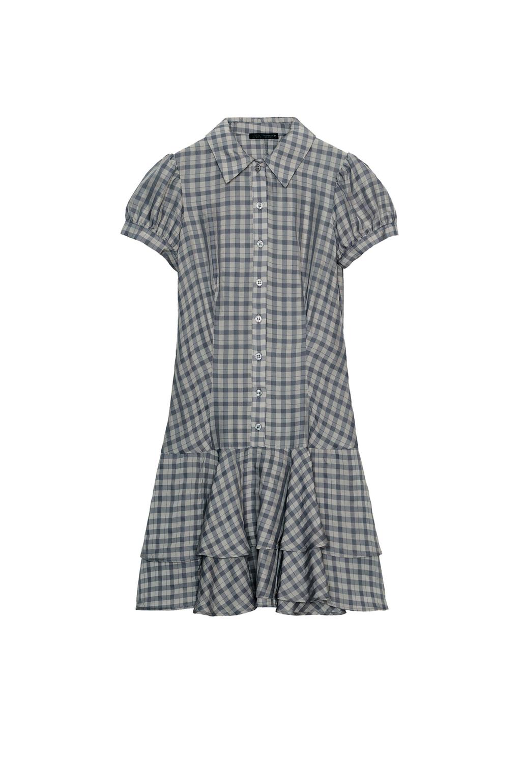 PLAID RUFFLED SHORT DRESS - image 3