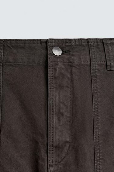 WASHED STRAIGHT-LEG TROUSERS - Dark grey by Zara