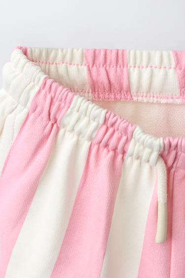 SHORT EN MOLLETON À RAYURES - Rose pastel de Zara - Image 2