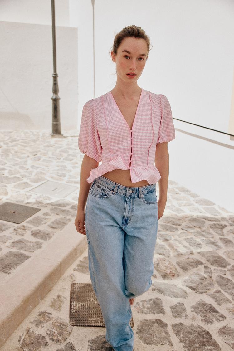 Blusa peplum de cuadros 3