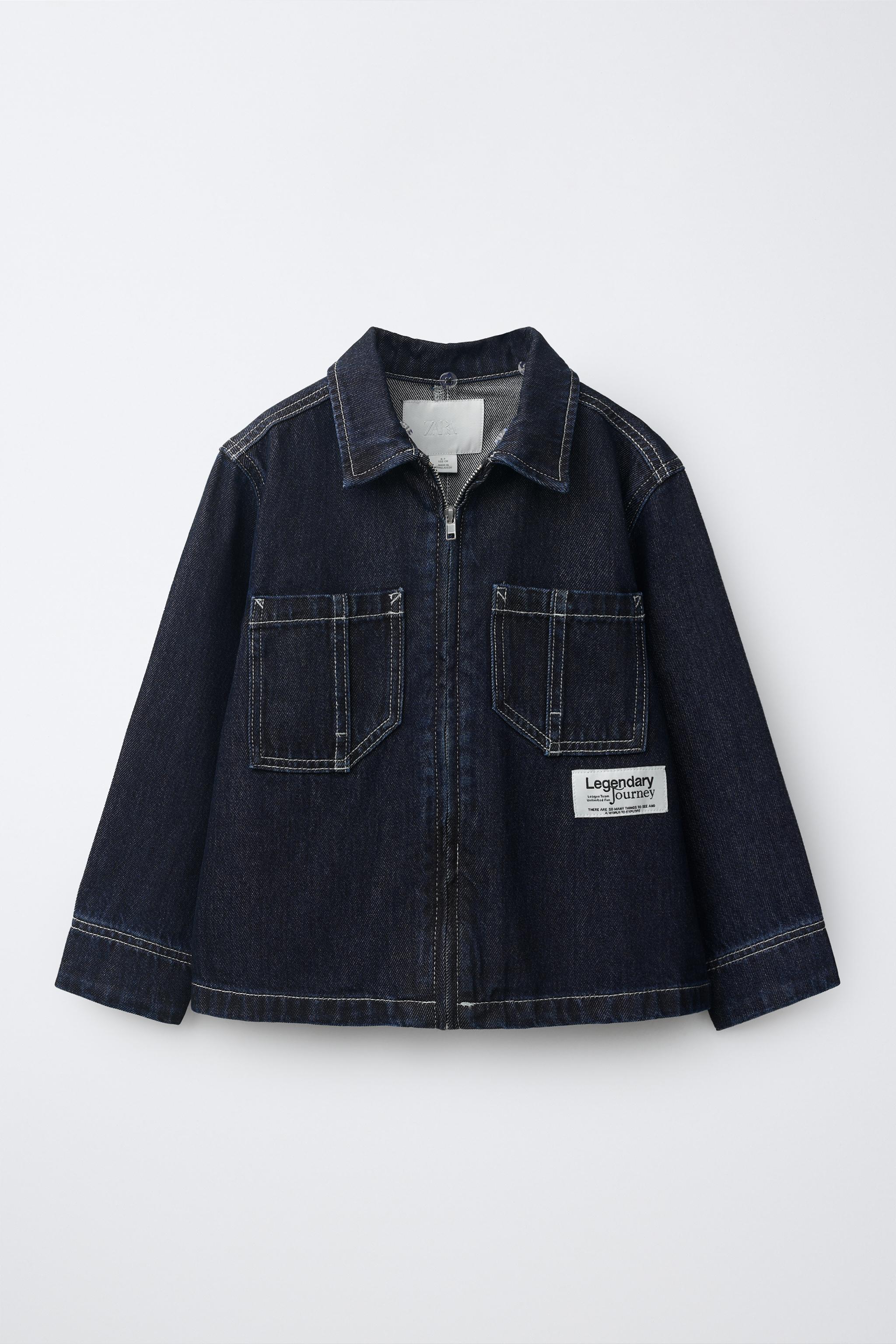 Детские джинсы Zara DENIM OVERSHIRT WITH DETACHABLE FLEECE HOOD — фото 3