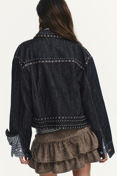 VESTE EFFET JEAN À CLOUS - Indigo foncé de Zara - Image 5