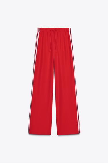 TROUSERS WITH SIDE TAPING - Red by Zara - Image 0
