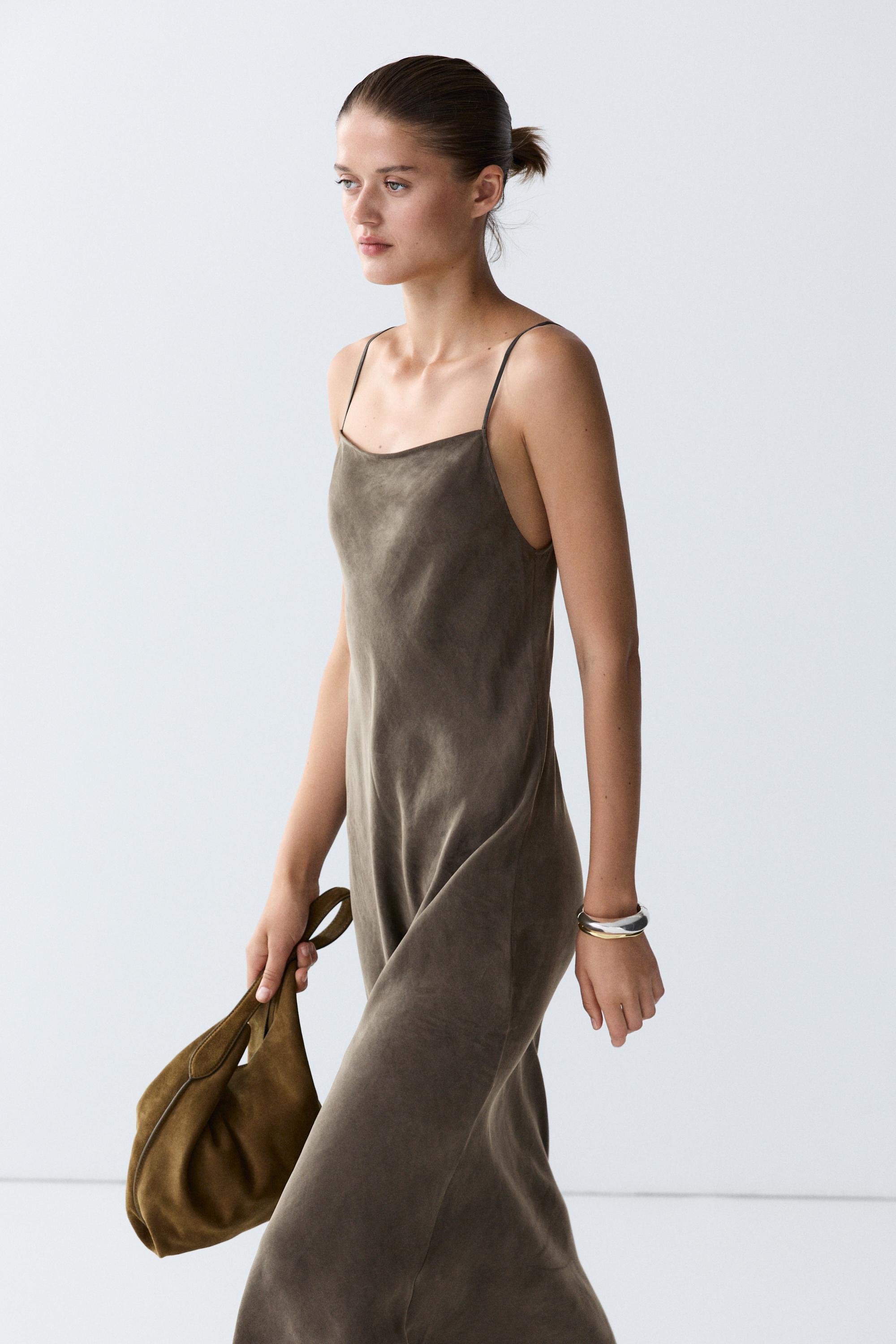 Flowing lingerie midi dress with thin straps — 205