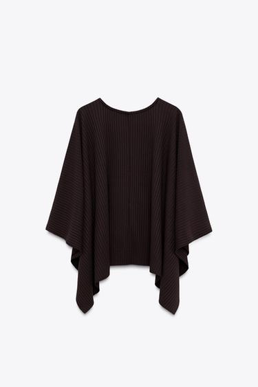 RIBBED ASYMMETRIC CAPE - Aubergine by Zara - Image 4