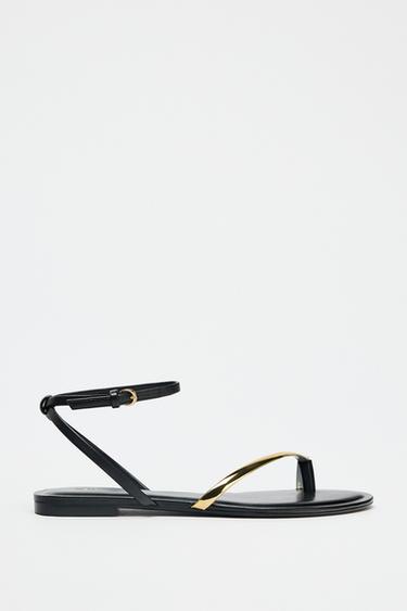 SANDALI BASSI DETTAGLI - Nero di Zara