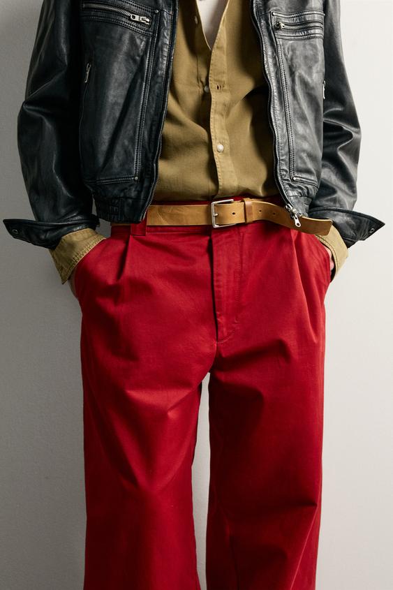 WASHED-EFFECT LEATHER BELT - Mustard by Zara - Image 0