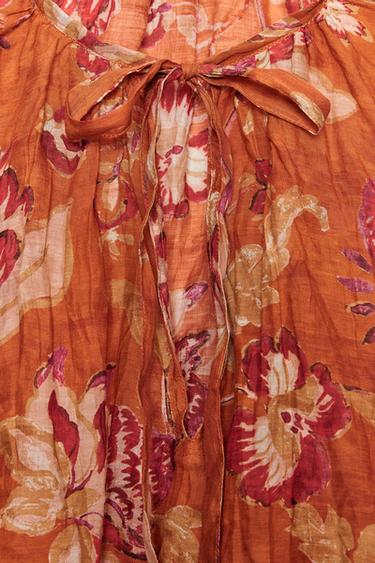 CHEMISE FROISSÉE RAMIE 100 % ZW COLLECTION - Orange de Zara - Image 6