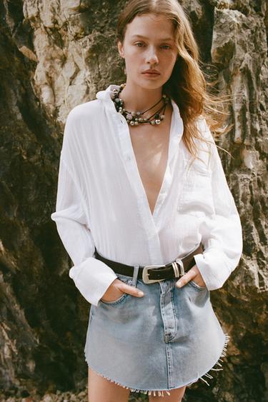 FALDA MINI DENIM TRF - Azul claro de Zara