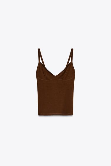 Zara TANK TOP - Brown - Image 0