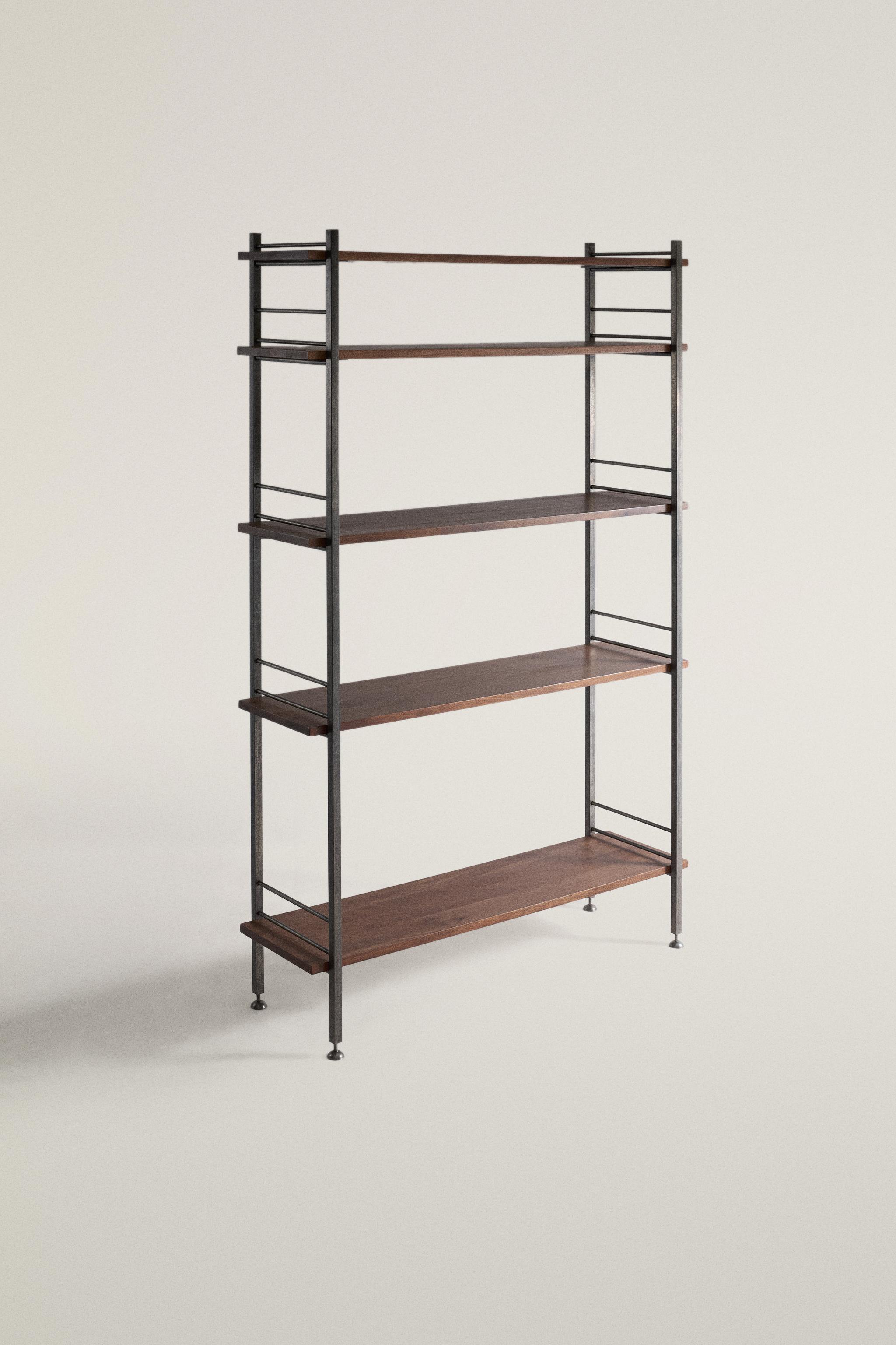 STAINLESS STEEL AND WOOD TALL SHELF UNIT - Brown | ZARA Canada