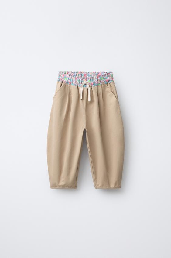 FLORAL BAGGY TROUSERS - Khaki by Zara - Image 0
