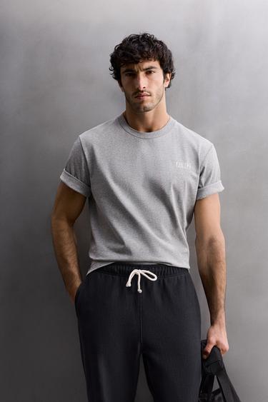 Zara GRAPHIC PRINT TRAINING T-SHIRT - Gray marl