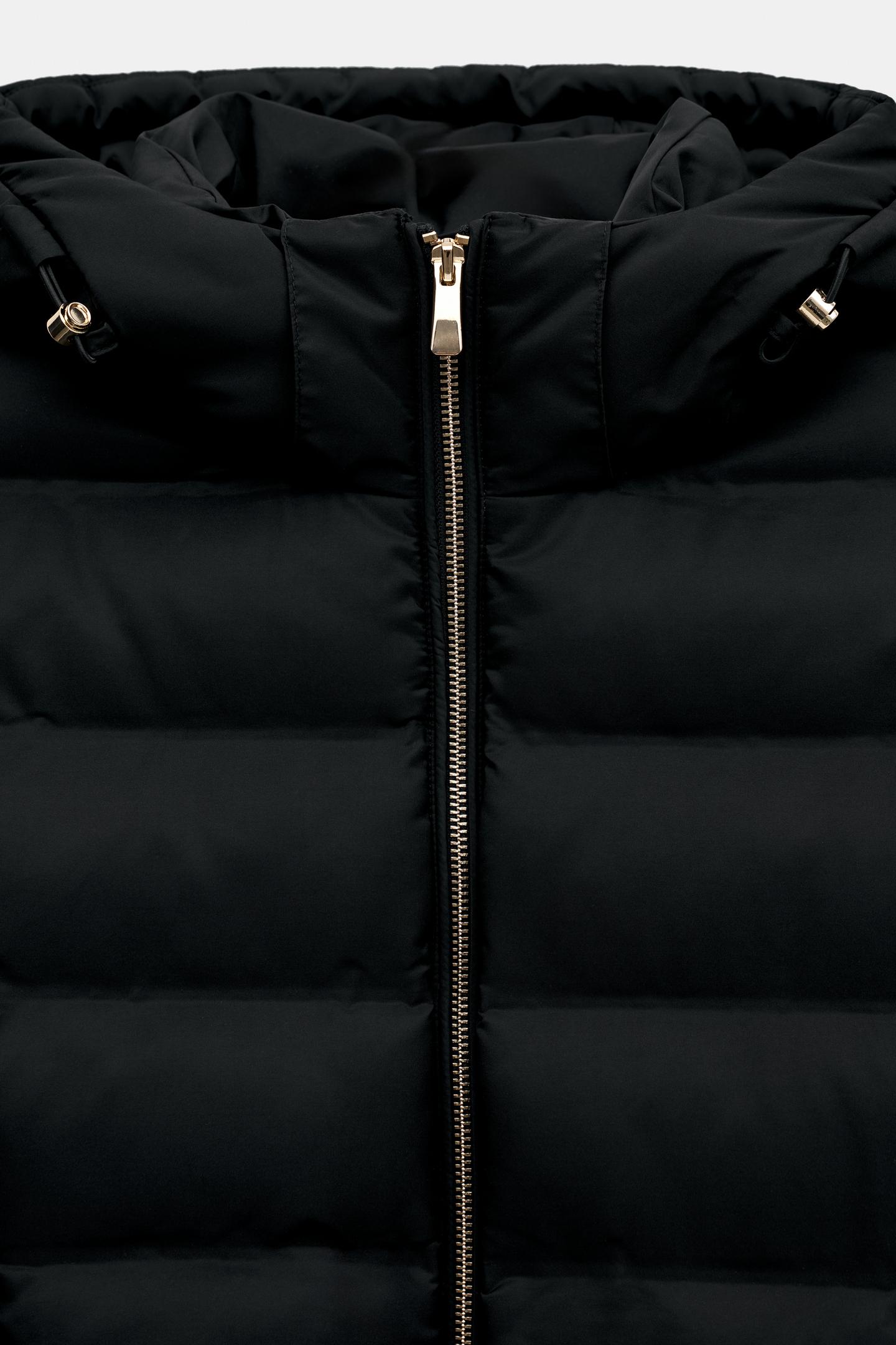 Женская ветровка Zara Water-Repellent Windproof Padded Anorak, цвет: Чёрный — фото 4