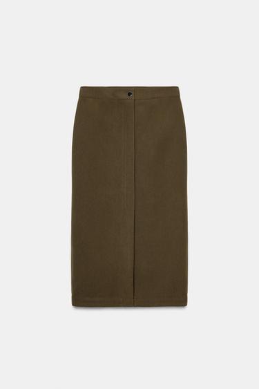PENCIL MIDI SKIRT - Tobacco by Zara - Image 6