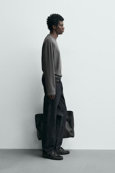 T-SHIRT À MANCHES LONGUES COUPE RELAX - Gris anthracite de Zara - Image 3