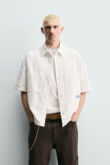 RELAXED FIT WASHED PRINT SHIRT - Oyster-white by Zara