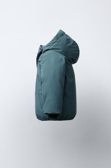 WATER-REPELLENT QUILTED COAT WITH HOODIE - Petrol blue by Zara - Image 2