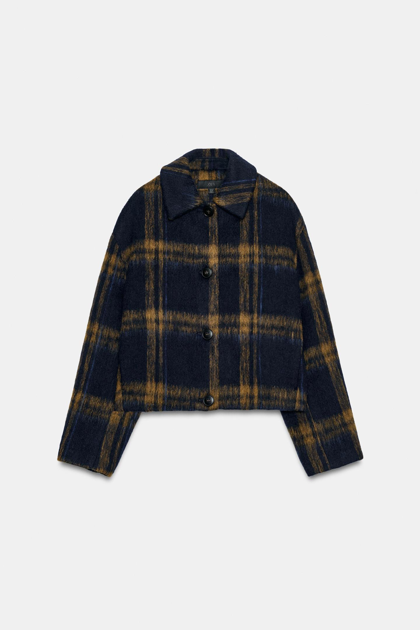 Женская куртка Zara Plaid Bomber, цвет: Тёмно-синий — фото 2
