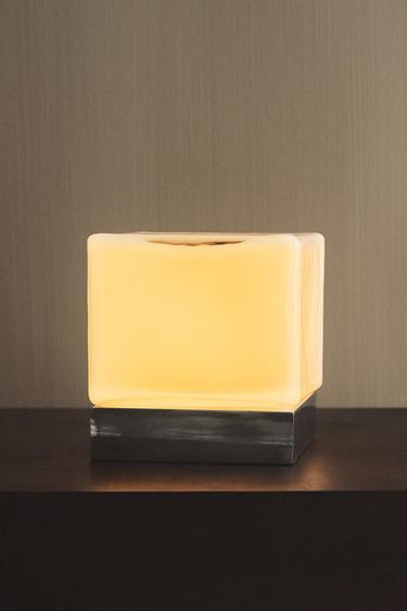 Zara GLASS CUBE TABLE LAMP - Silver