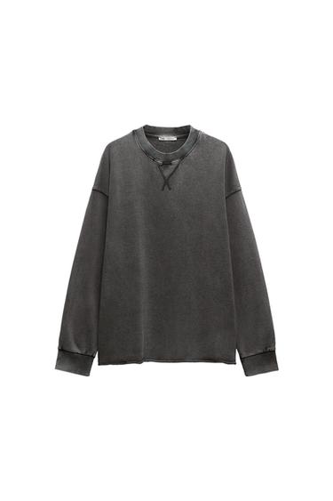 FADED-EFFECT PLUSH SWEATSHIRT